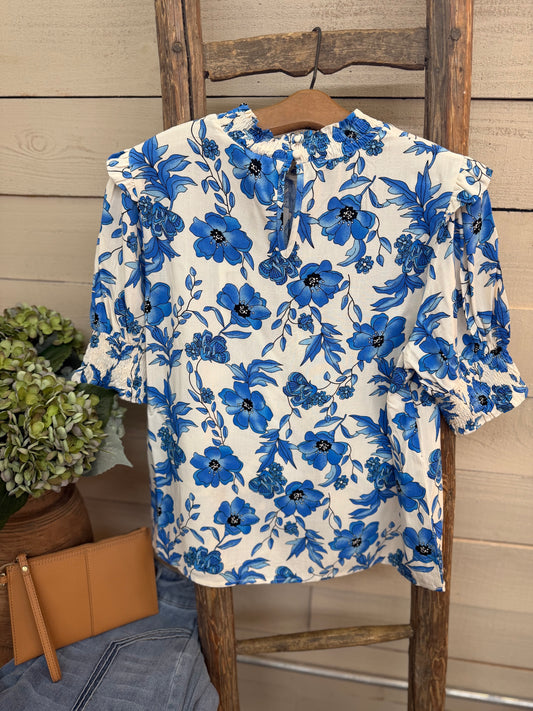 Smocked sleeve top