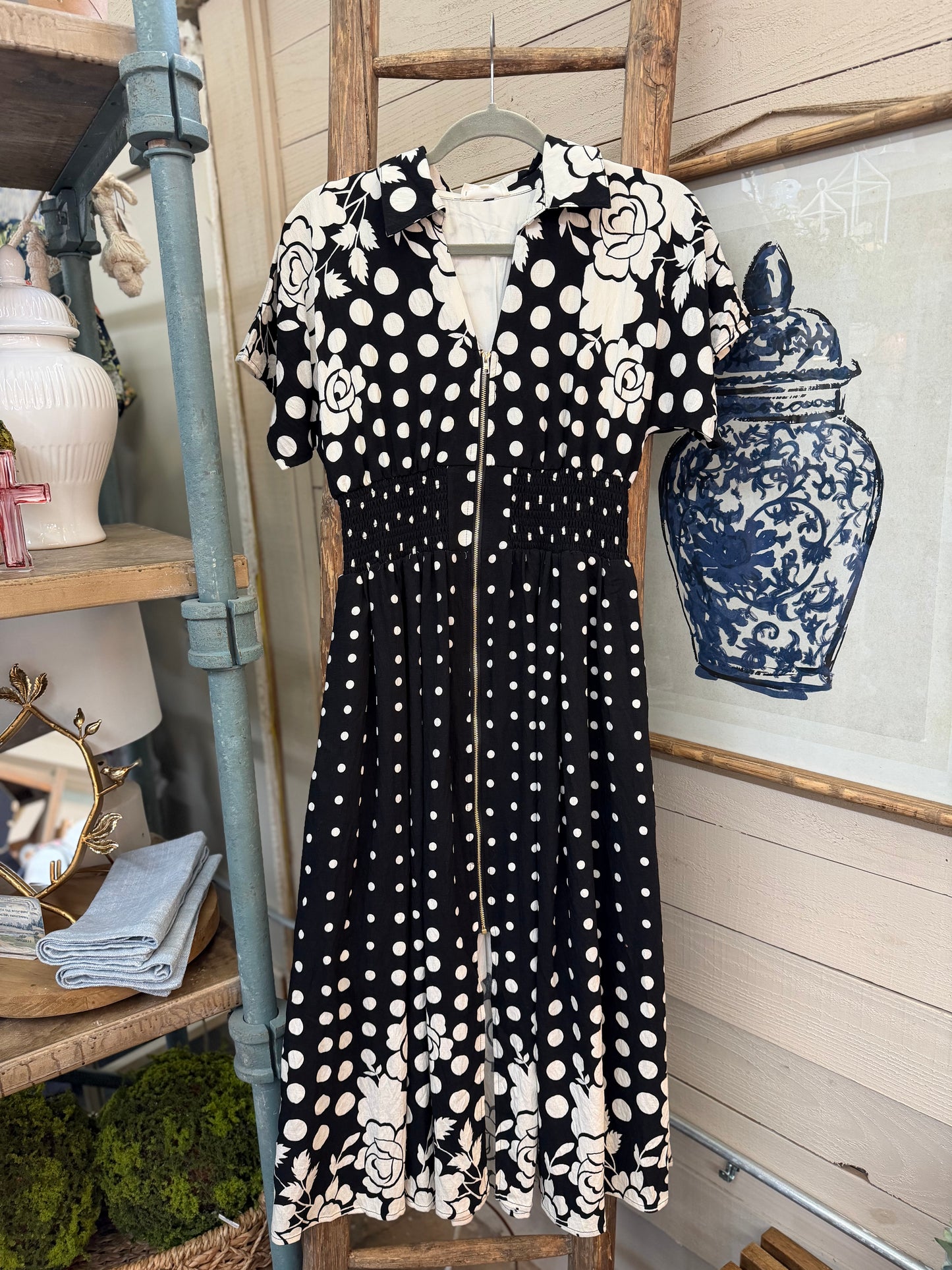 Polka Dot Zip Dress