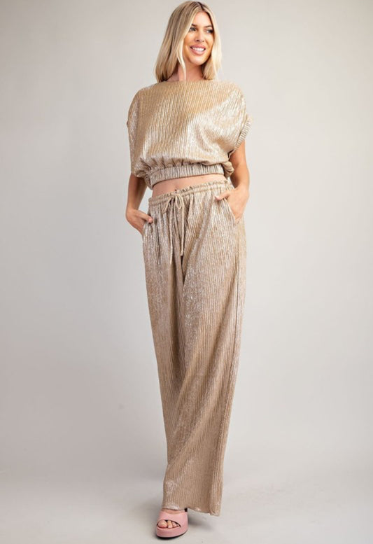 Metallic Flowy Pants