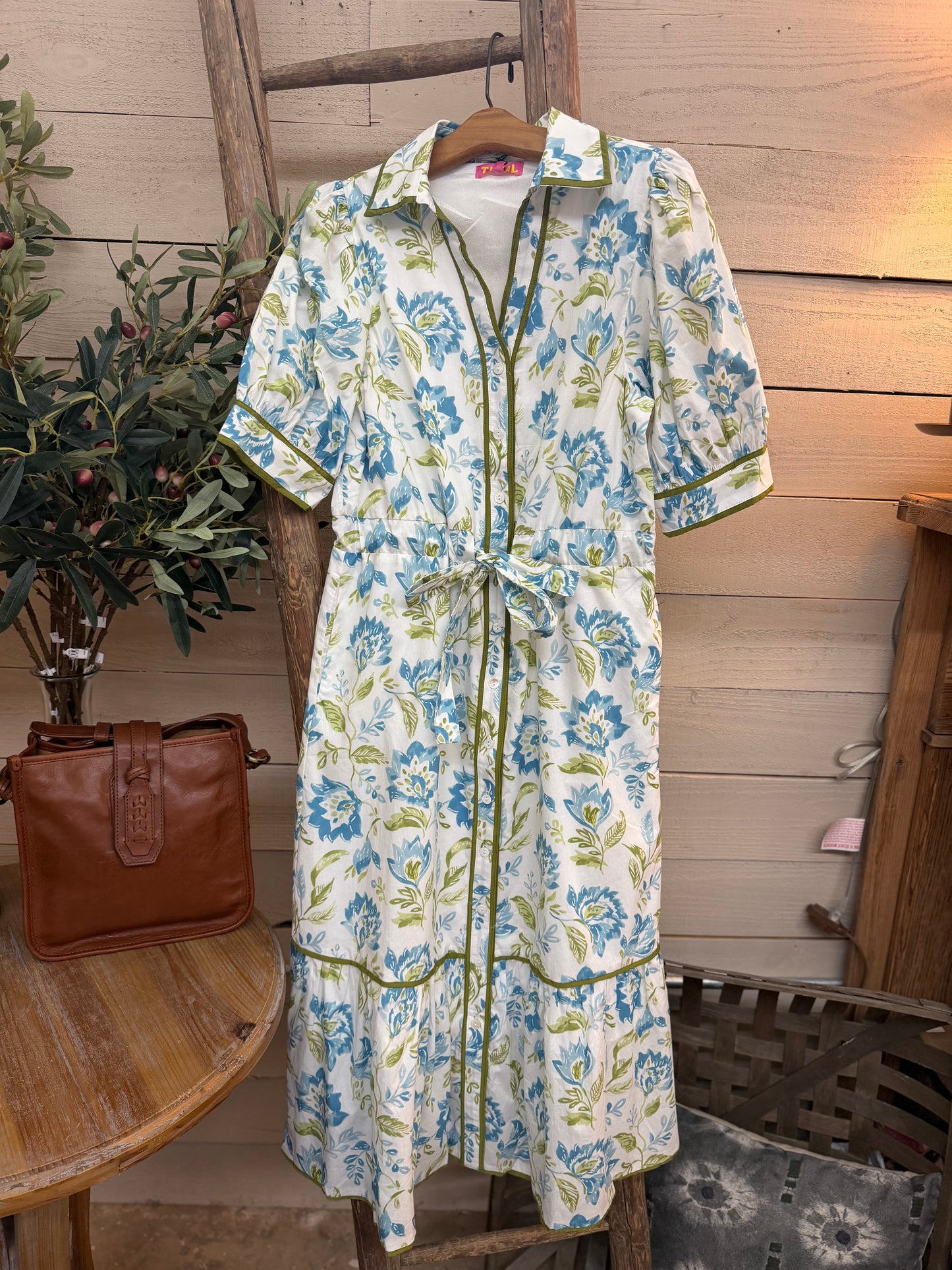 SS Floral Print Dress - Cream