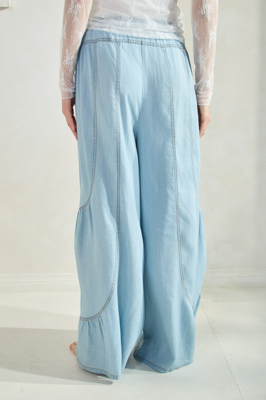 Chambray Palazzo Pants