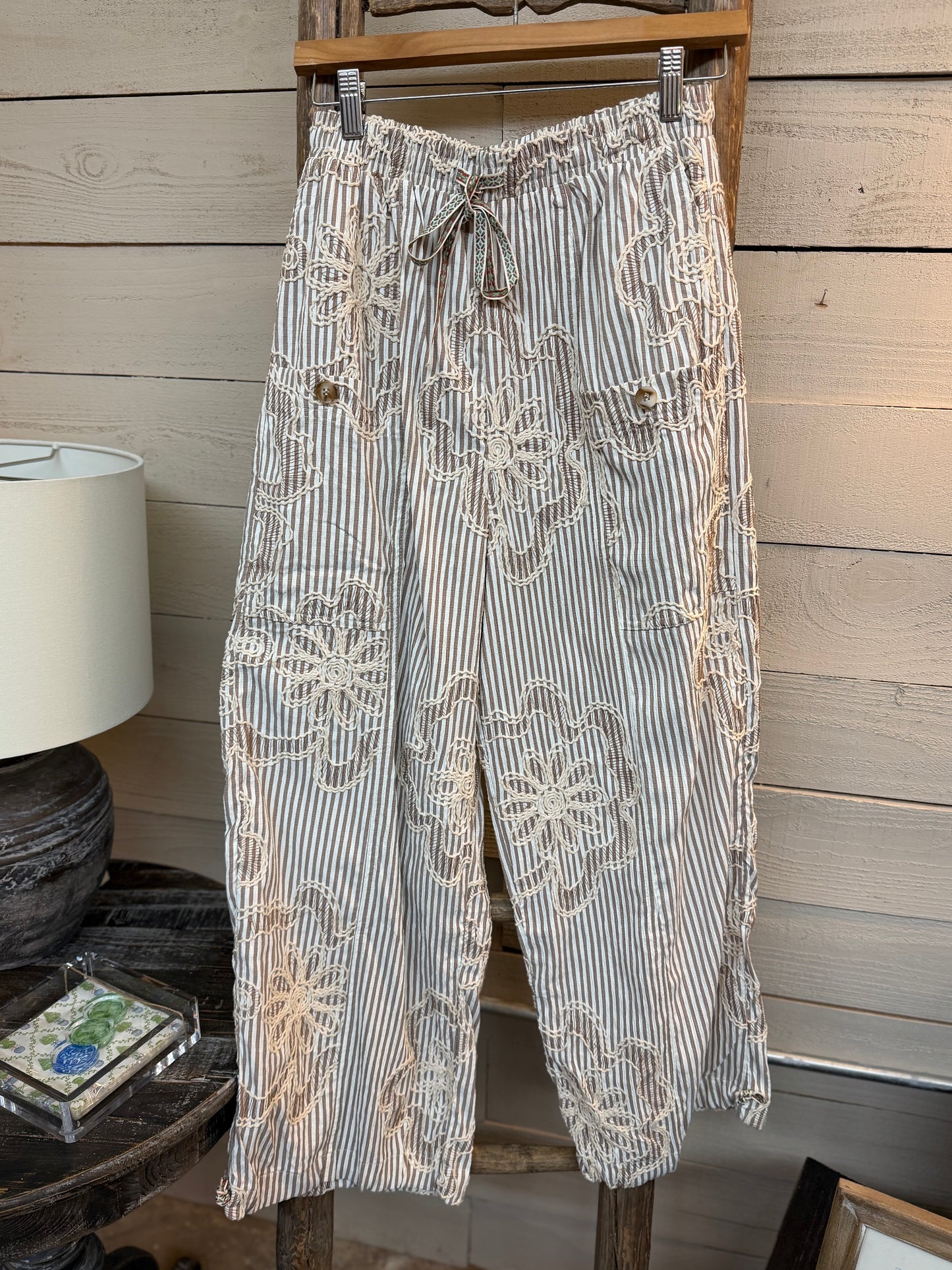 Embroid Stripe Woven Pants