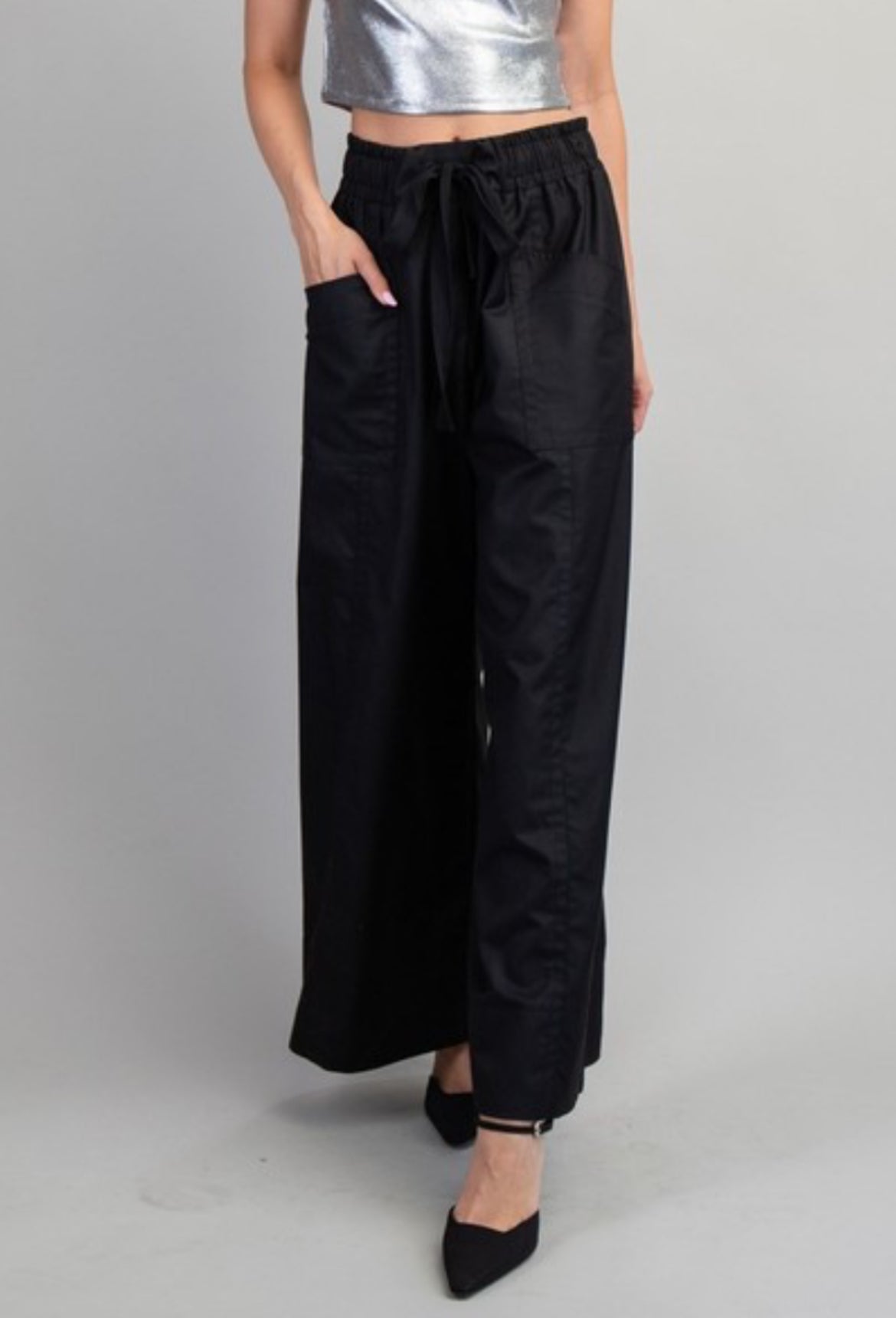 Wide Leg Stretch Waist Pants