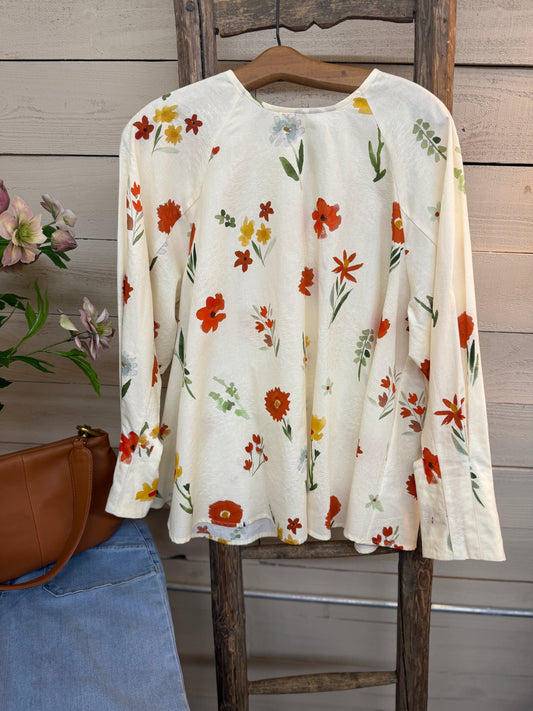 Floral Print Top - Cream