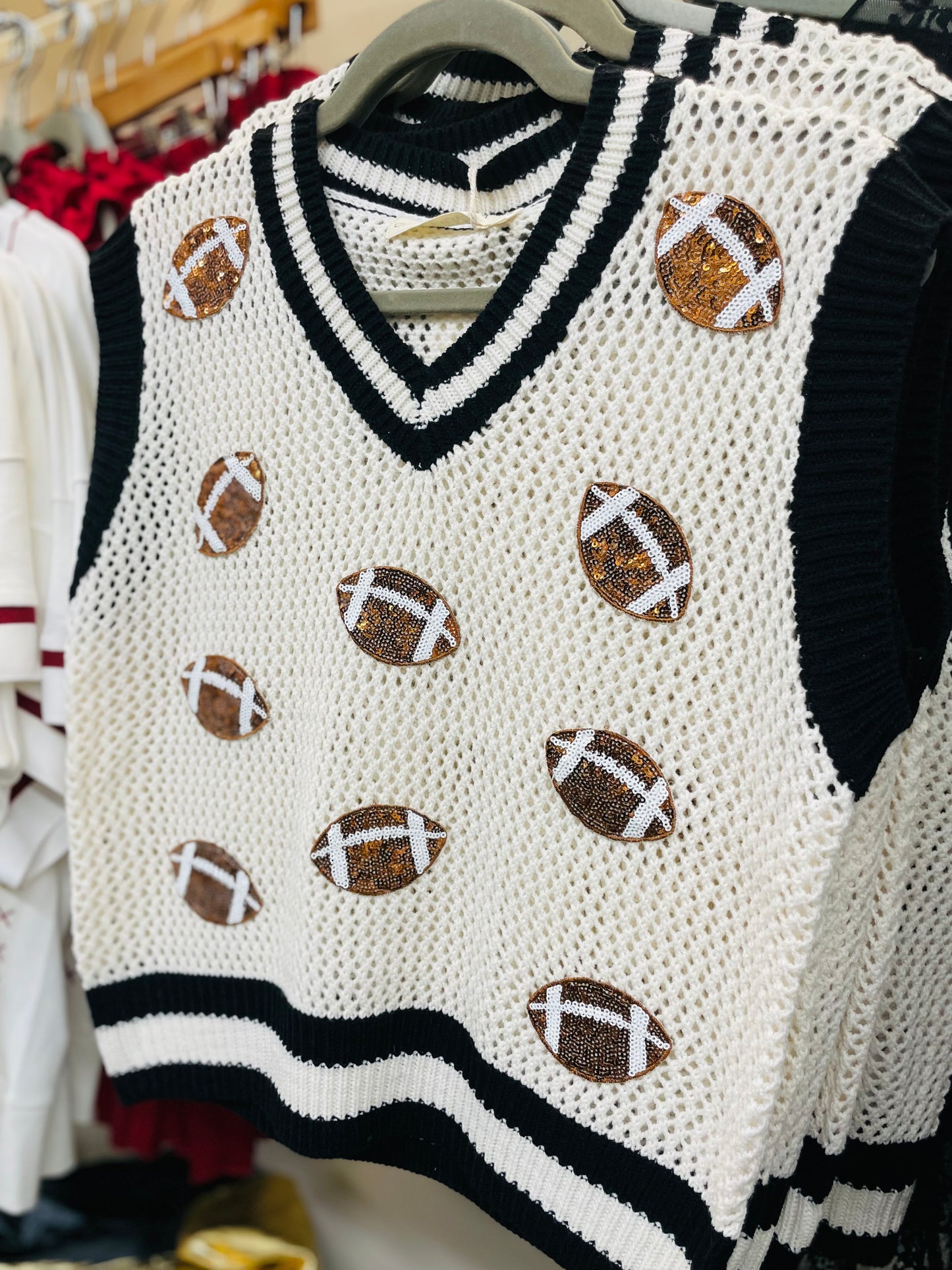Sequin Football Knit Vest