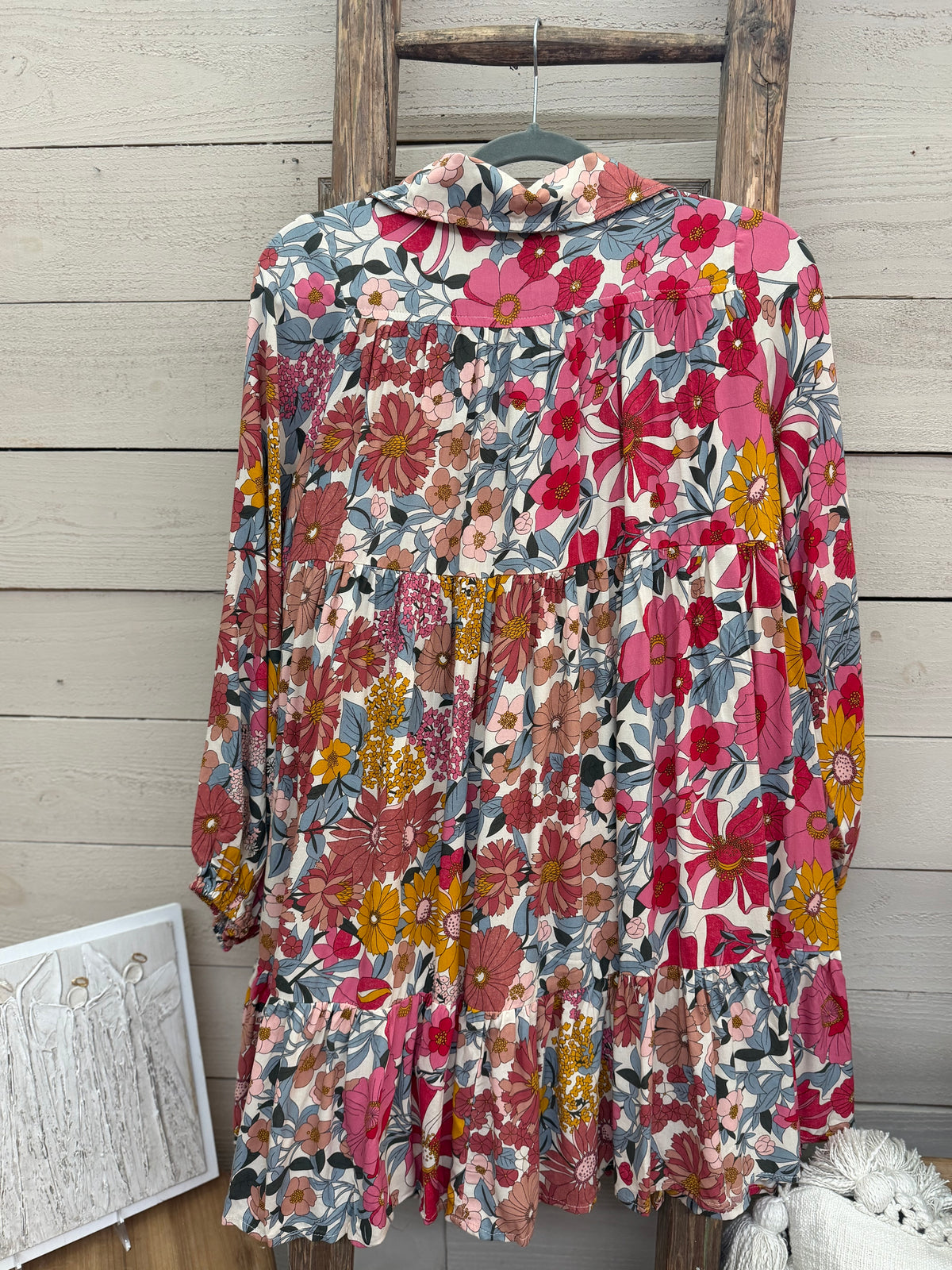 Shirring Buttoned Dress