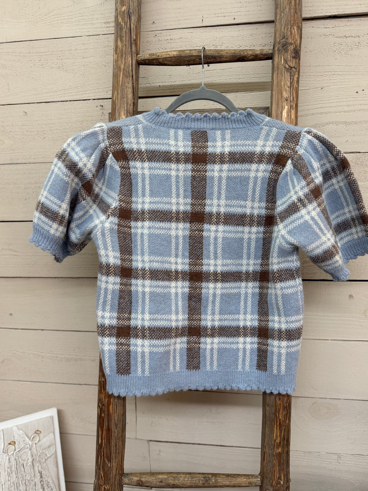Plaid Round Neck Top