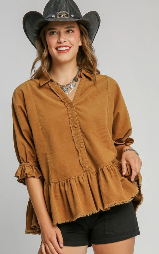 Corduroy Babydoll Top