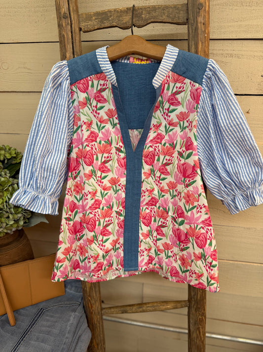Mixed Media v-neck top
