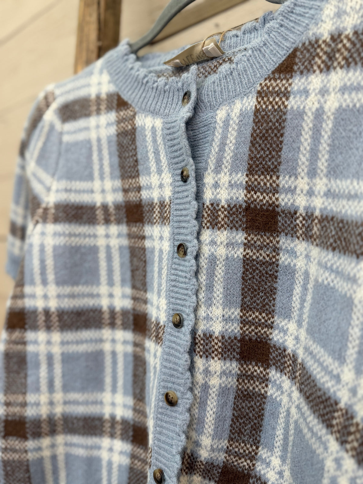 Plaid Round Neck Top