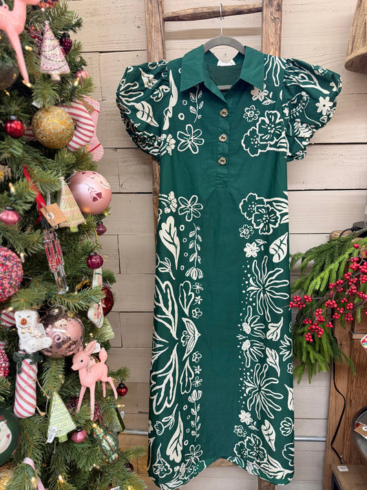 Printed SS Midi Dress