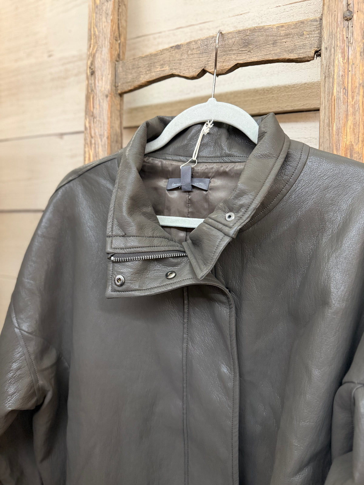Vegan Leather Button Jacket