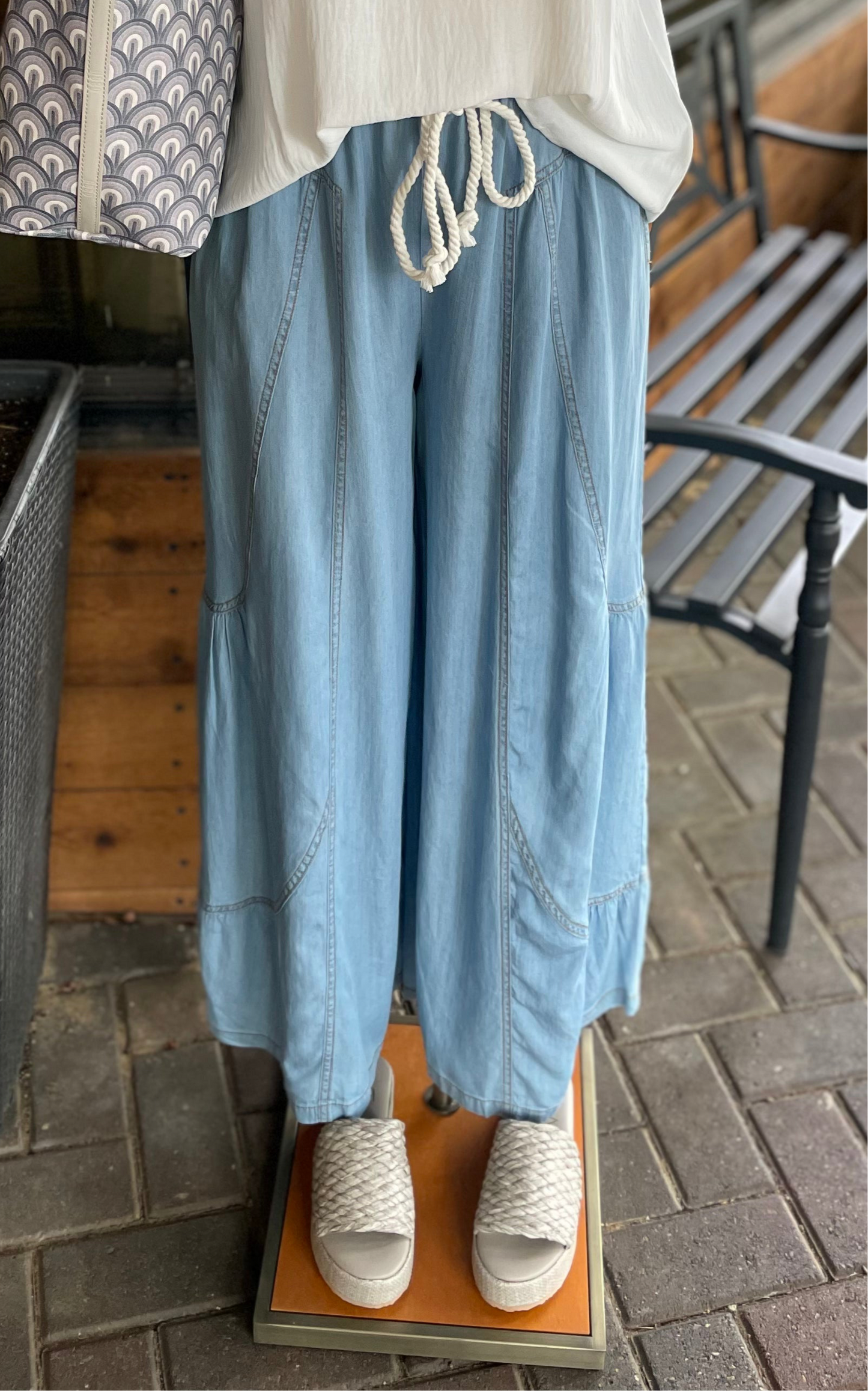 Chambray Palazzo Pants