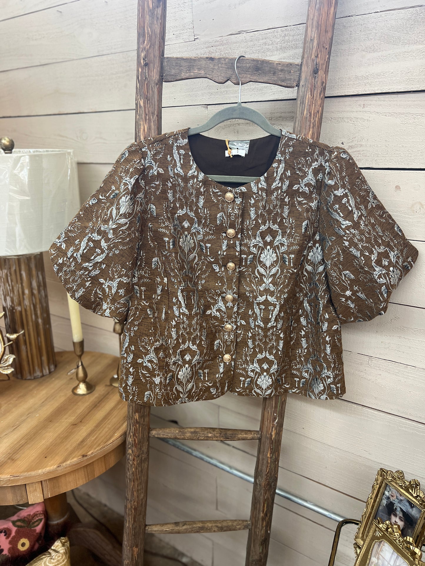 Jacquard Button Top