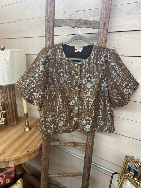 Jacquard Button Top
