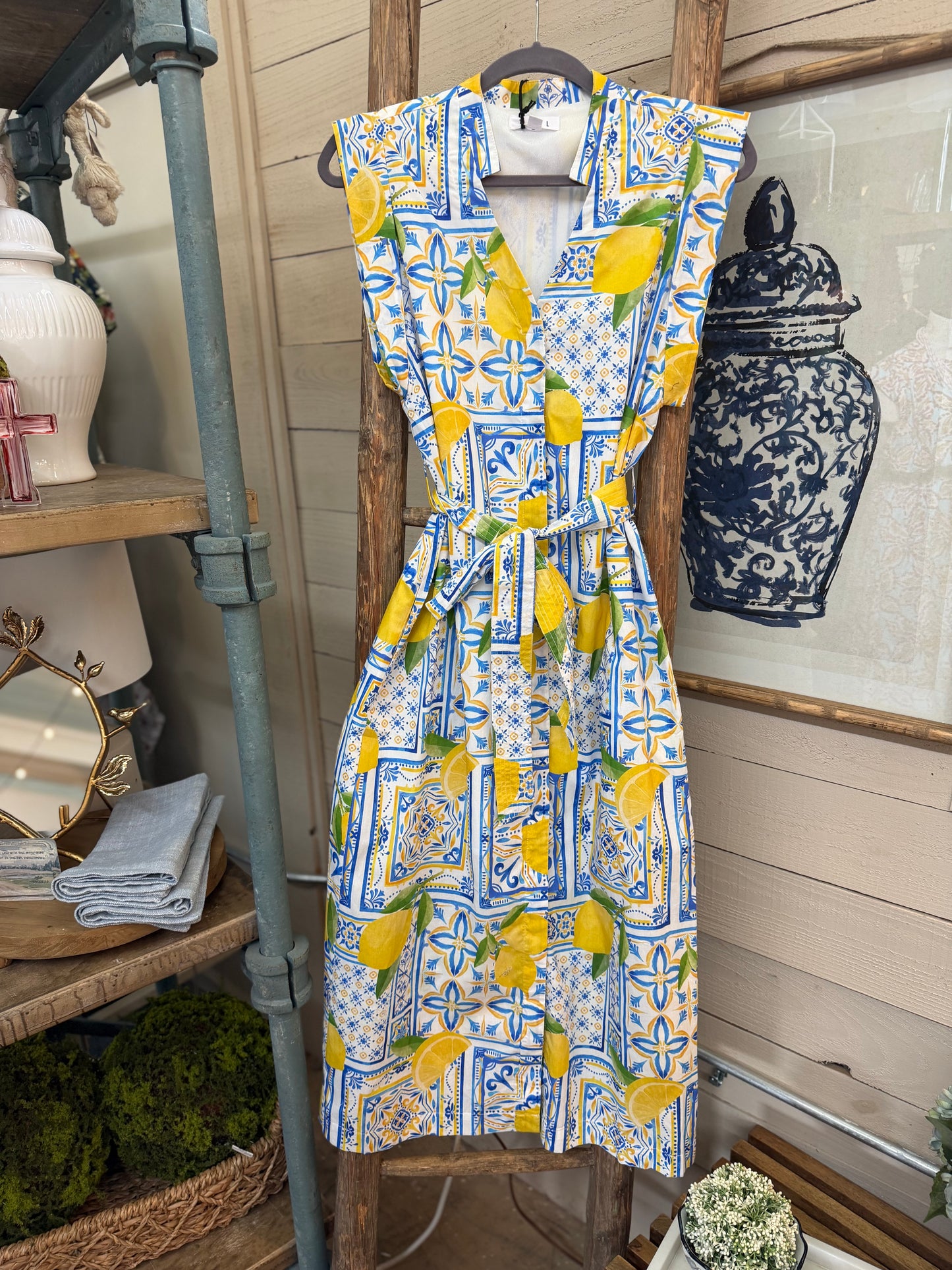 Button Down Lemon Dress