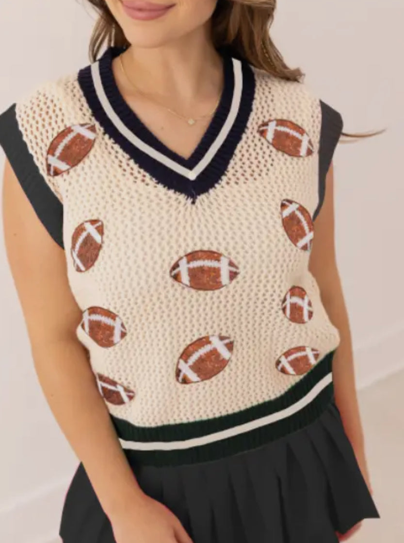 Sequin Football Knit Vest