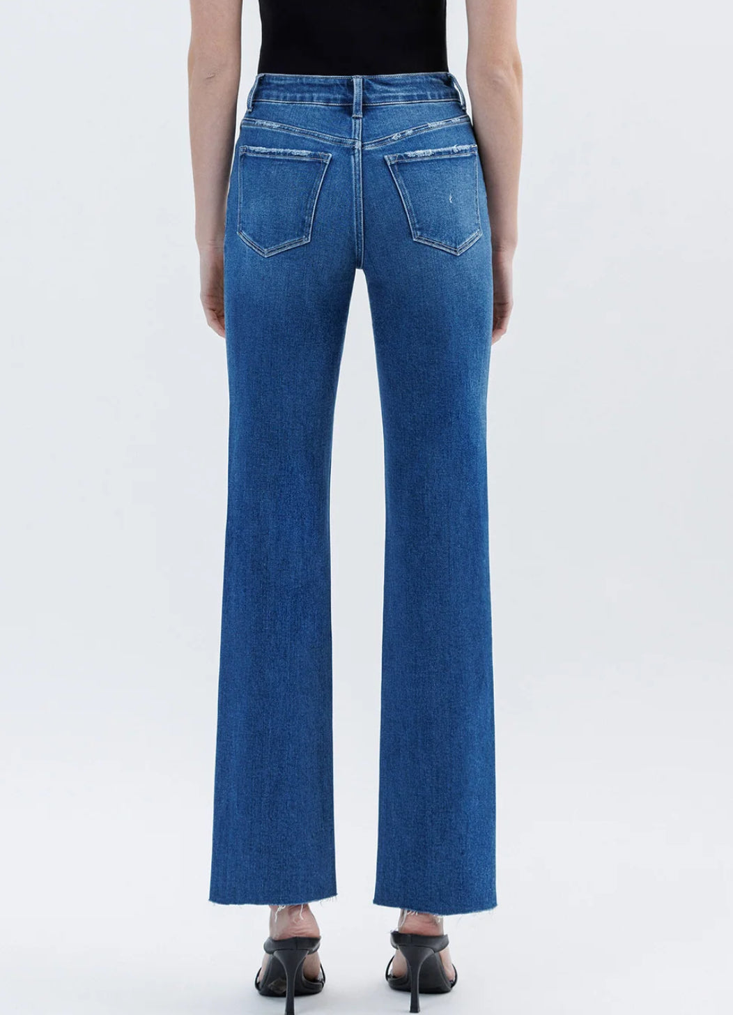 Hi Rise Straight Raw Hem Jeans