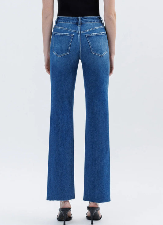 Hi Rise Straight Raw Hem Jeans