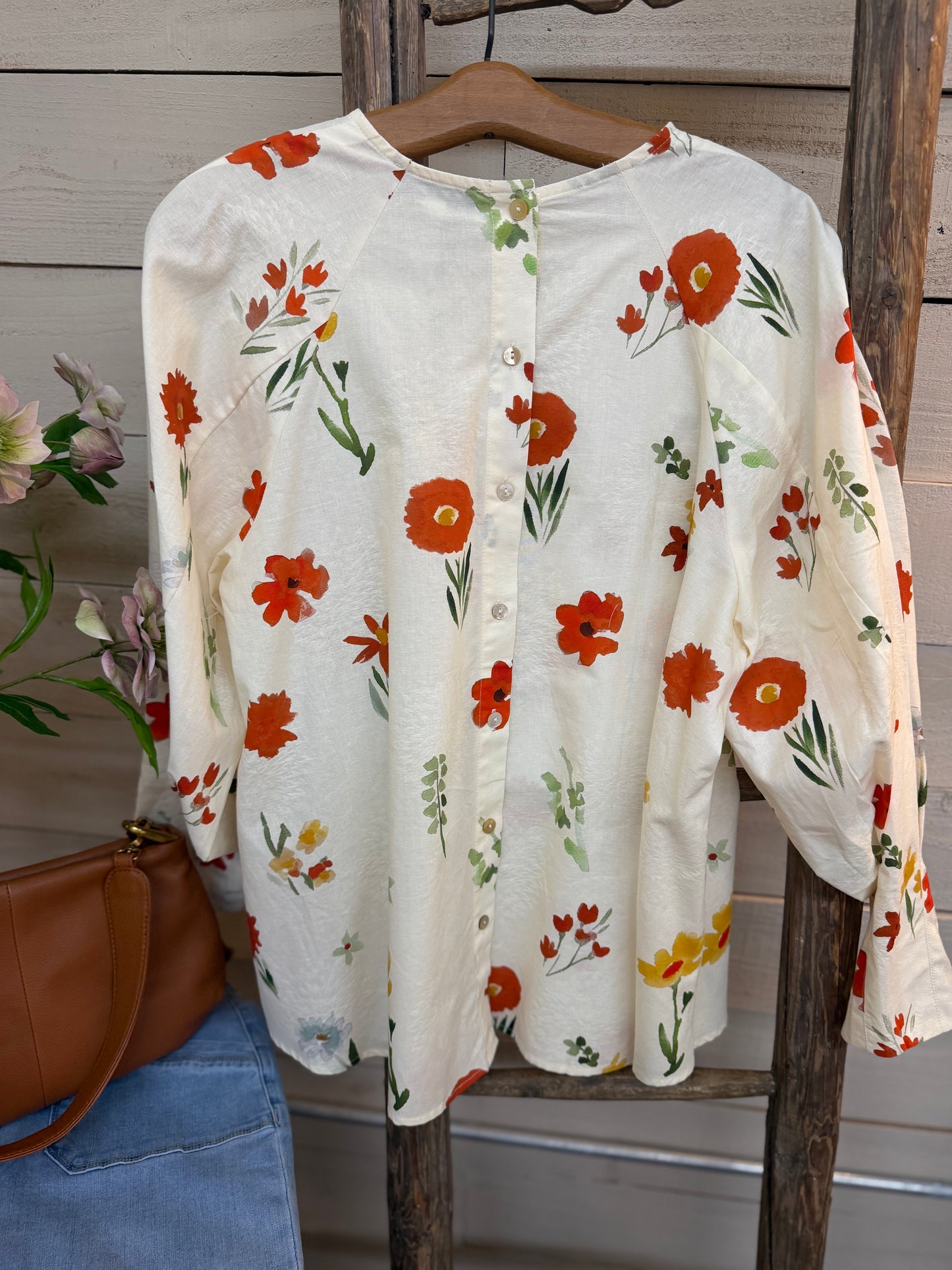 Floral Print Top - Cream
