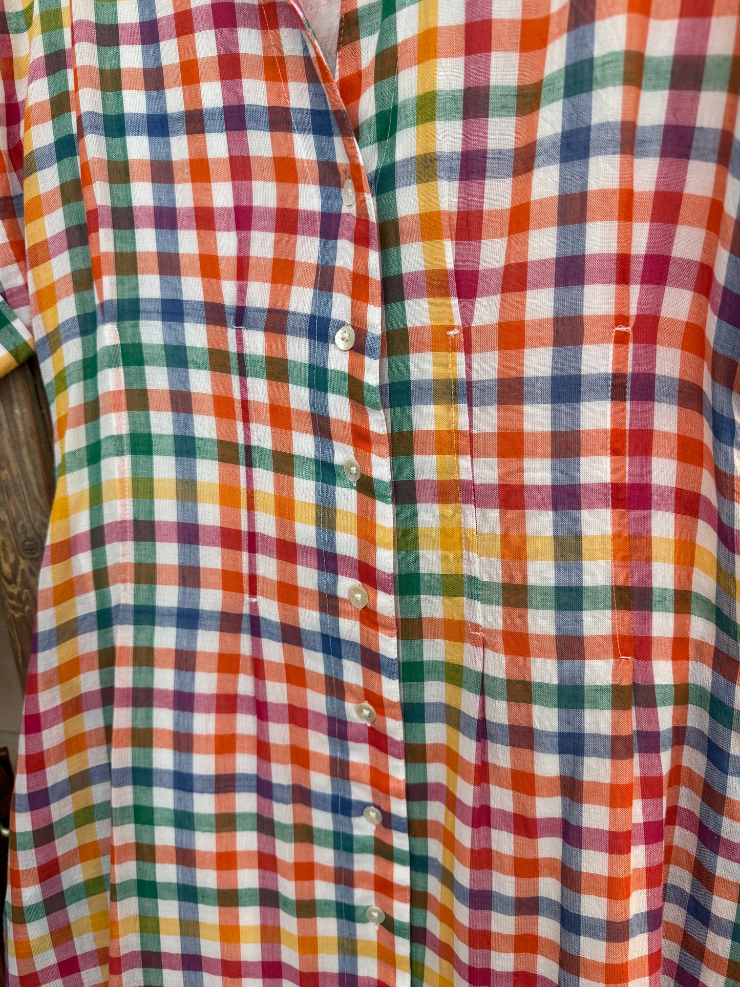 SS Plaid Button Dress