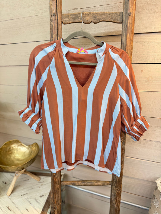 Striped V-Neck Top