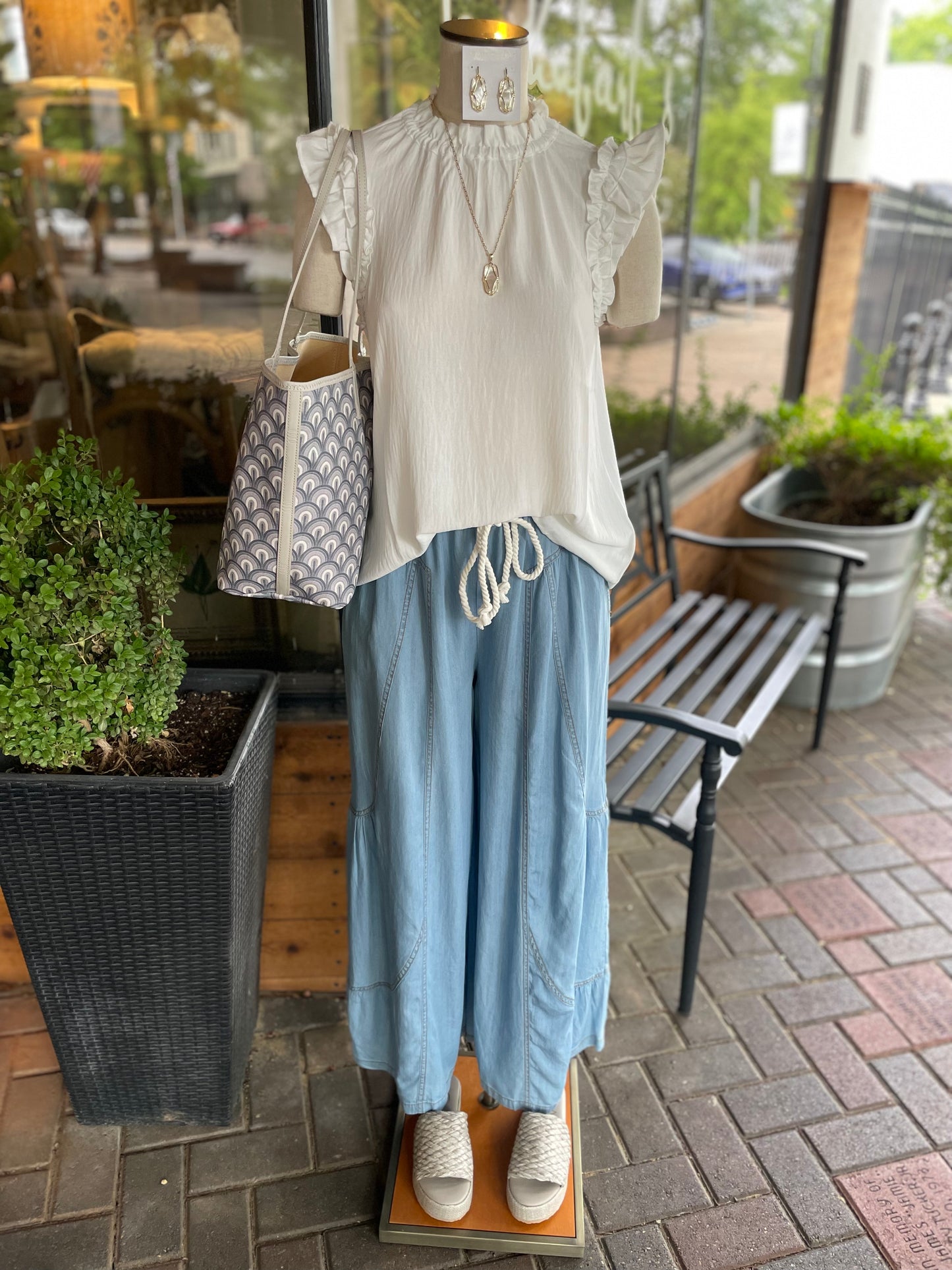 Chambray Palazzo Pants