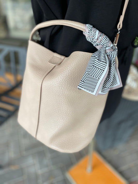 Faux Leather Scarf Tote Bag