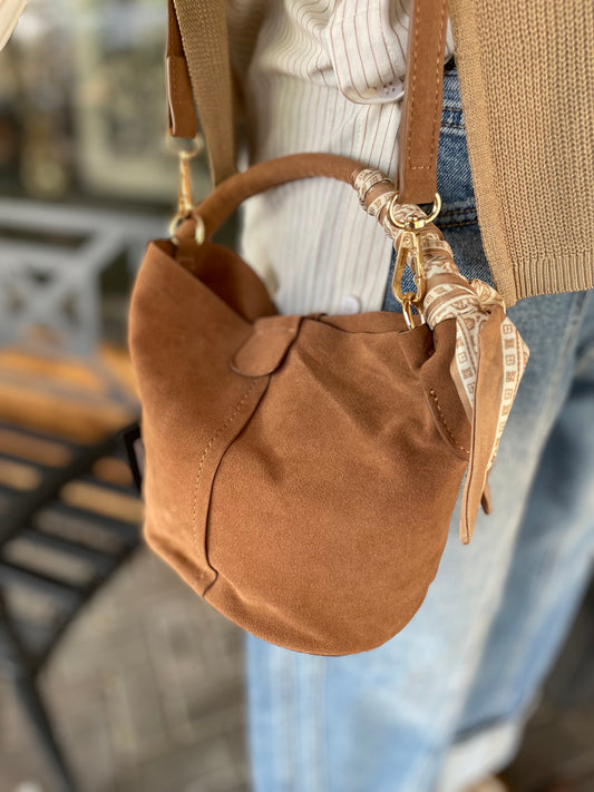 Faux Suede Small Bucket Bag