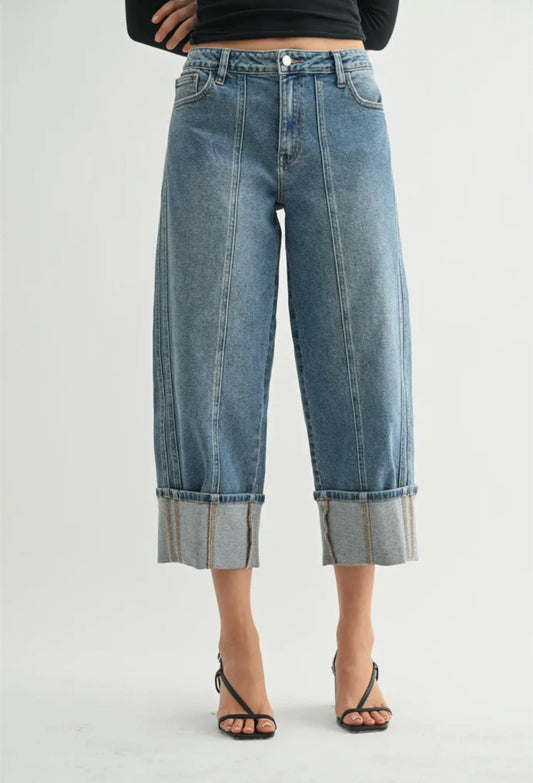 Cuffed Barrel Jeans
