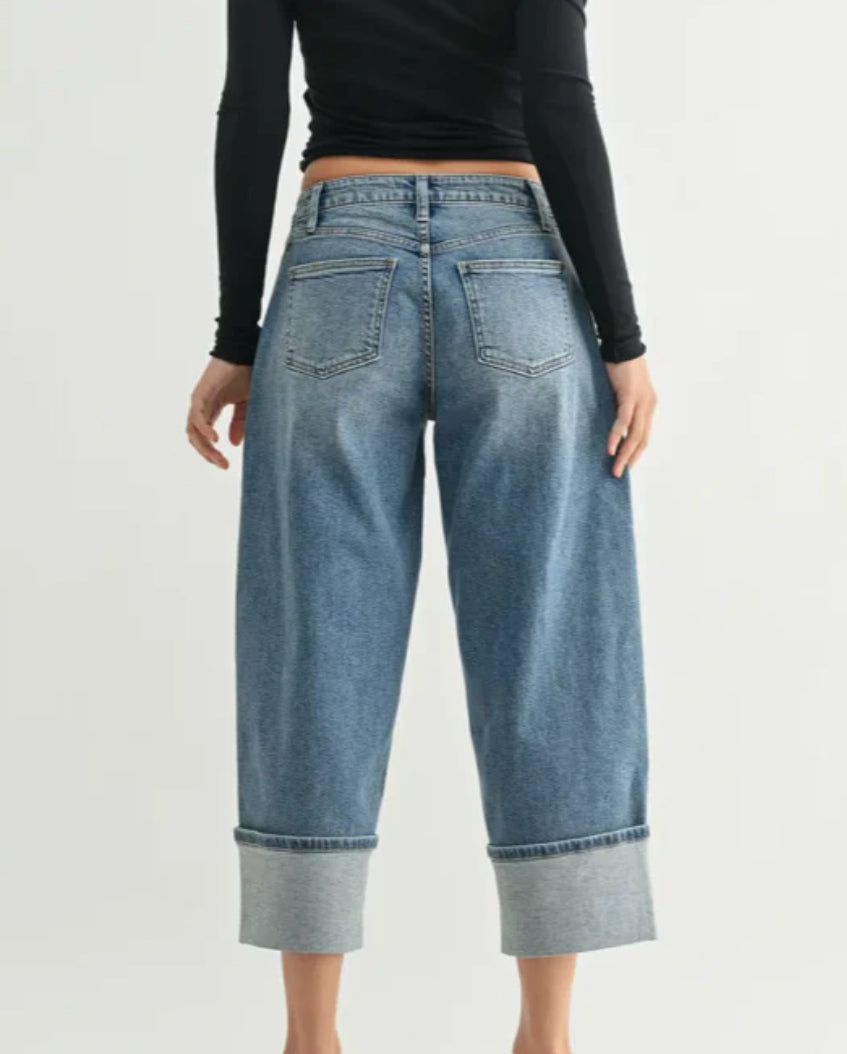 Cuffed Barrel Jeans