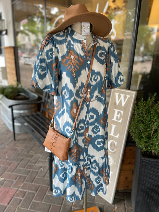 Printed Button Up Dress