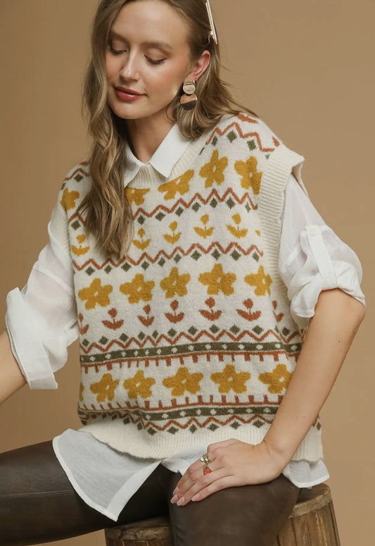 Floral Sweater Vest
