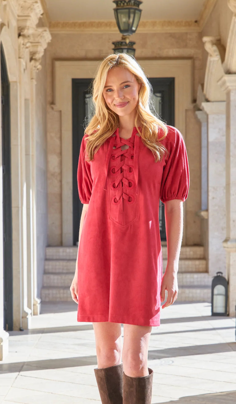 Suede Lace Up Dress