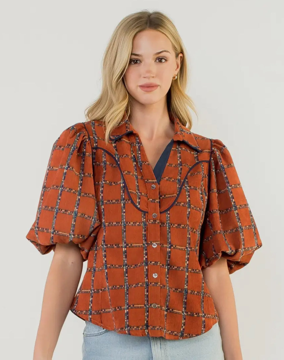 Plaid Corduroy Top