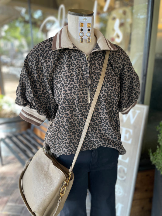 Leopard Zip Top