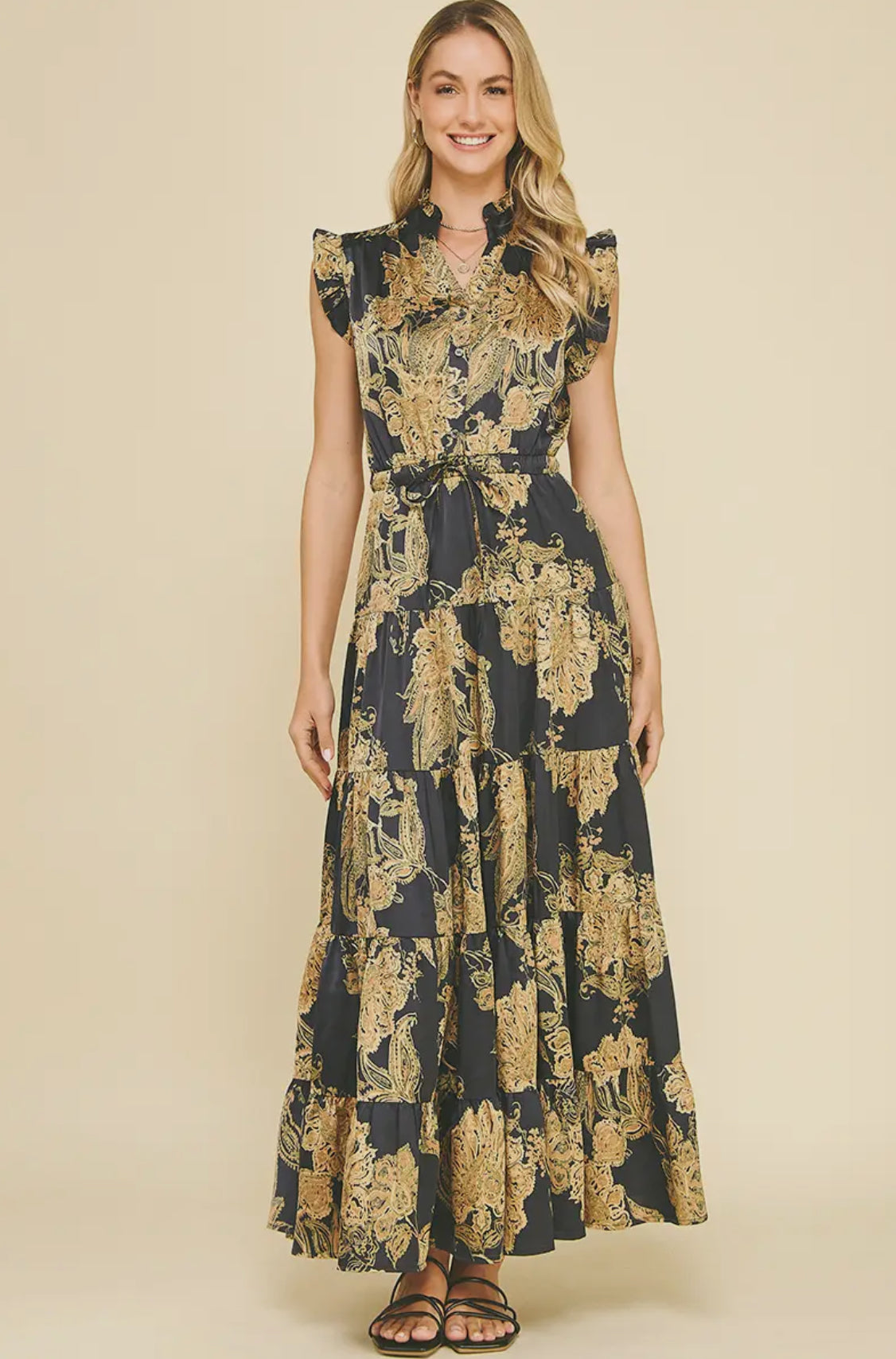 Satin Floral Maxi Dress