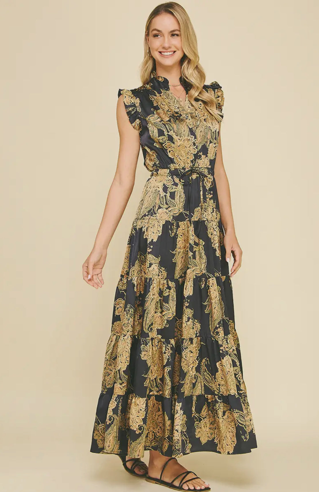 Satin Floral Maxi Dress