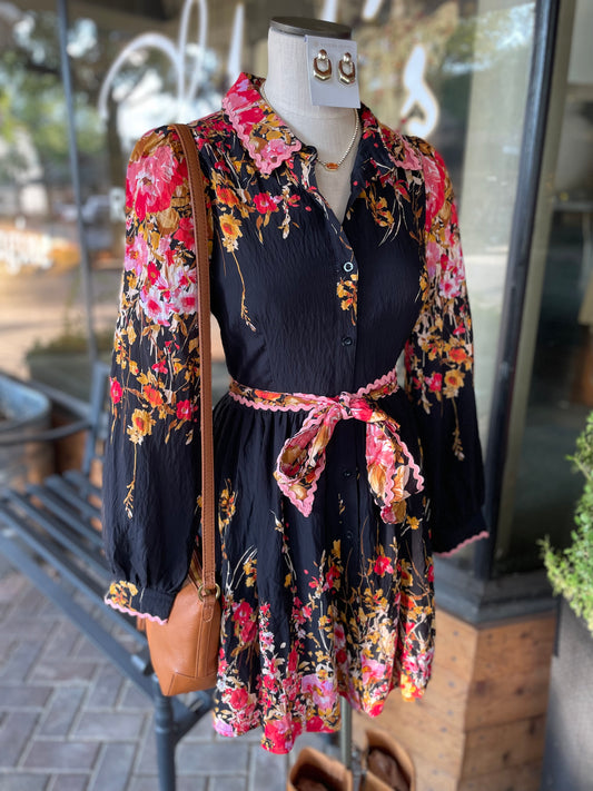 Floral Sash Mini Dress