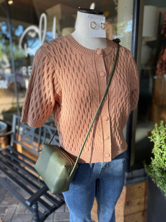 Short Sleeve Knit Cardigan