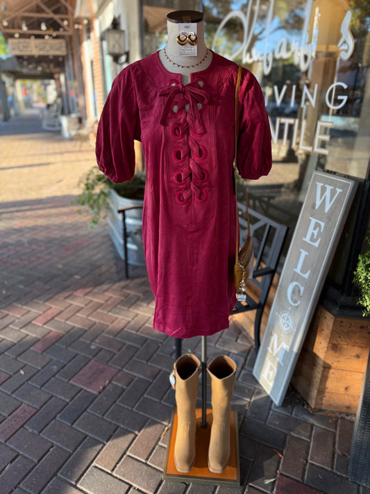 Suede Lace Up Dress