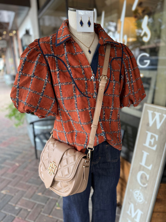 Plaid Corduroy Top