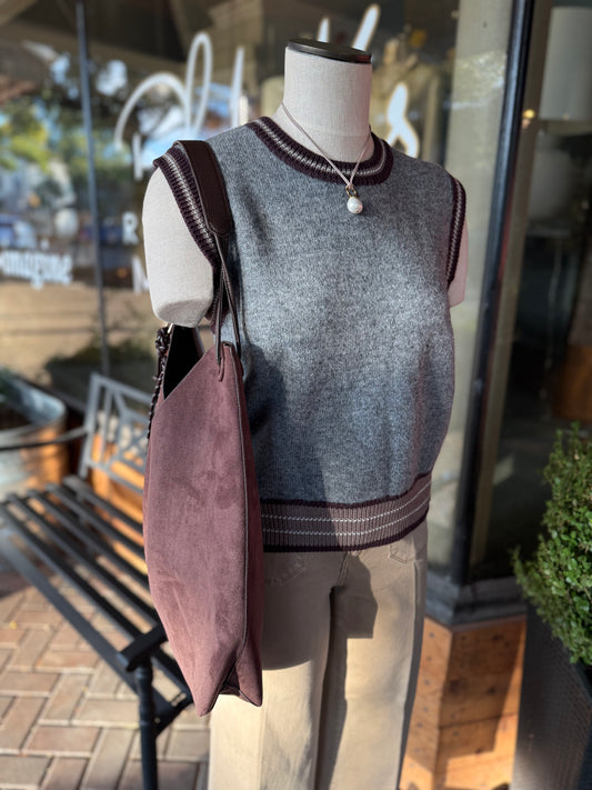 Striped Trim Sweater Vest