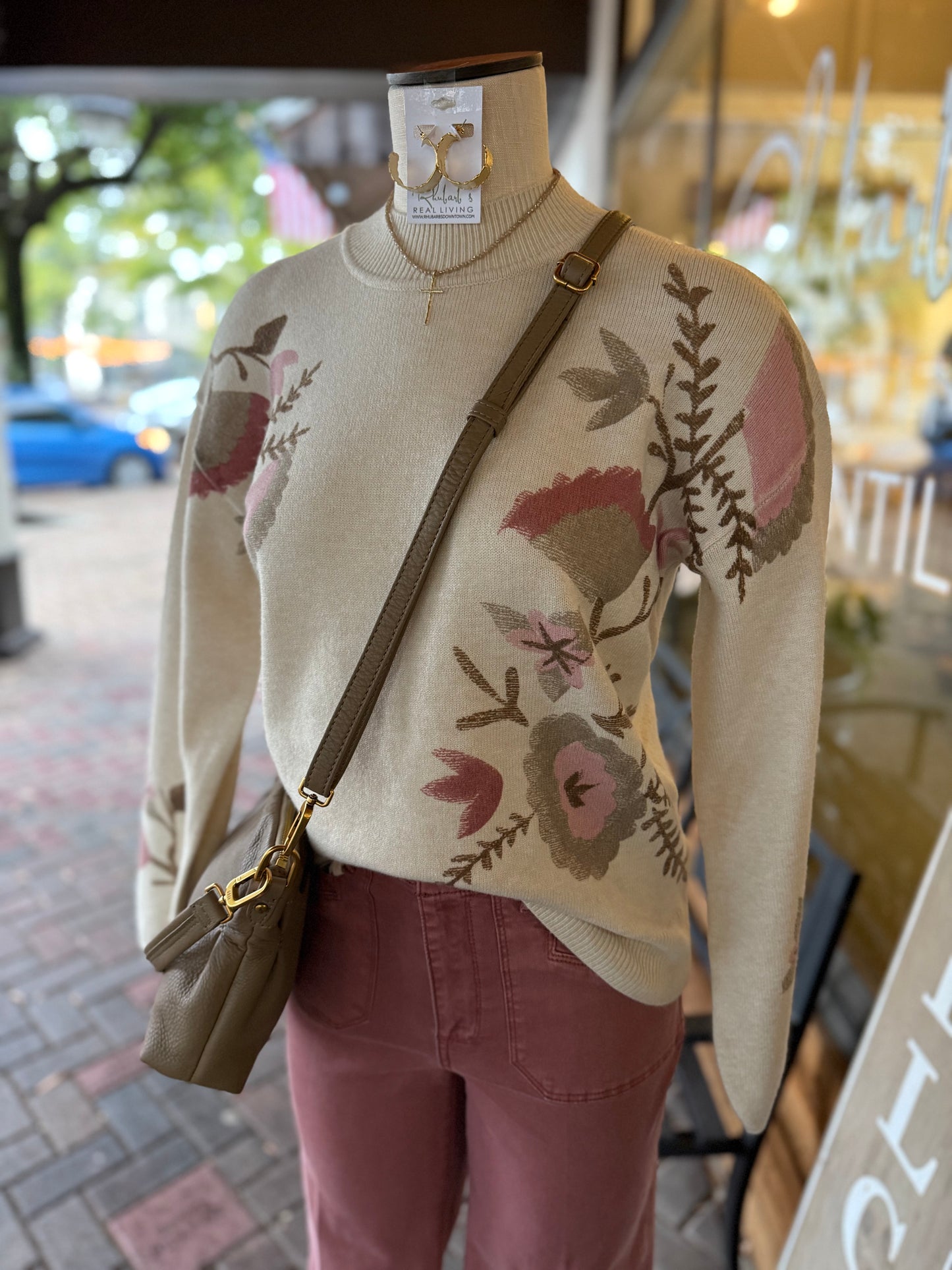 Charlie B Printed Mock Neck Sweater