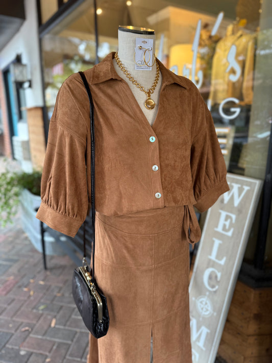 Faux Suede Blouse