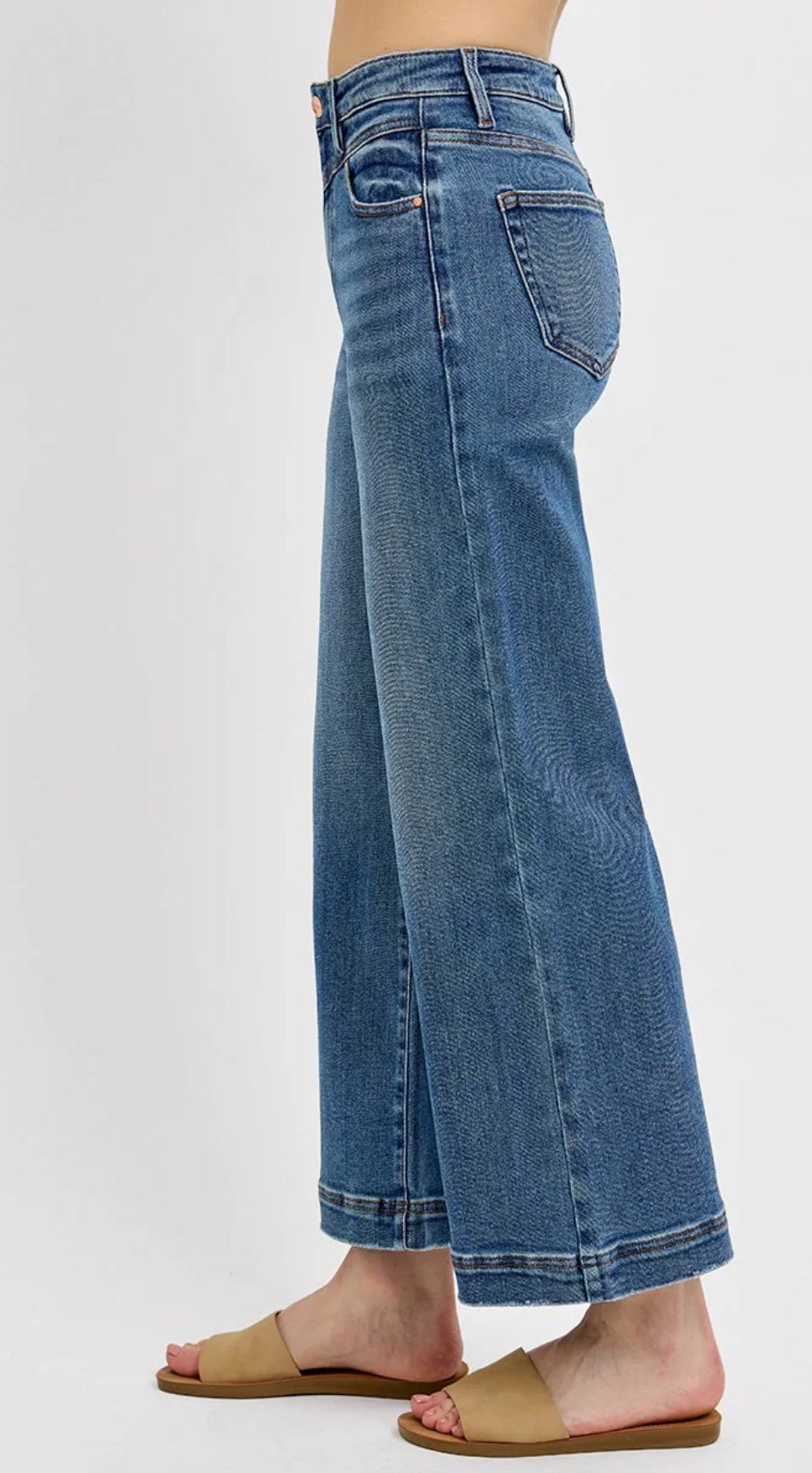 Risen High Rise Cropped Wide Leg Jeans