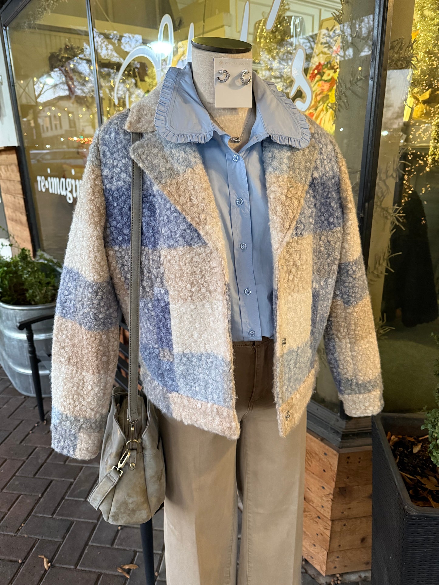 Charlie B Plaid Boucle Jacket