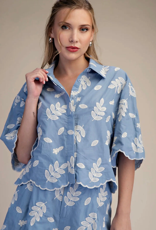 Eyelet Cropped Shirt