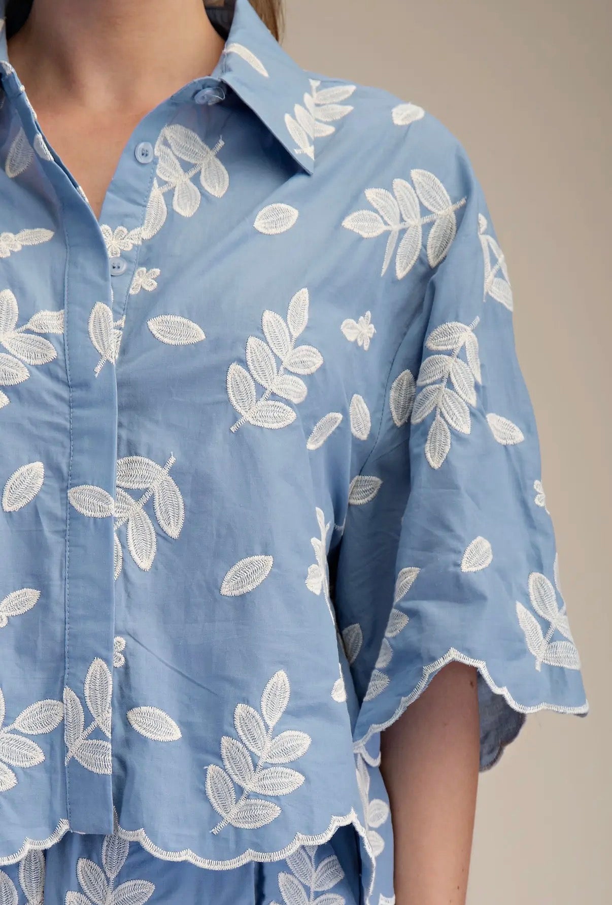 Eyelet Cropped Shirt